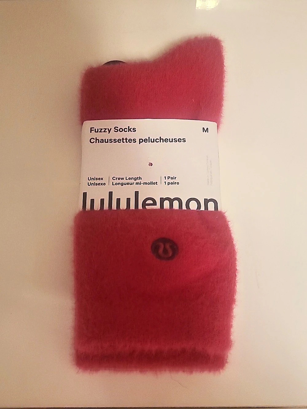 Lululemon Fuzzy Socks in Bright Pink Size Medium NWT